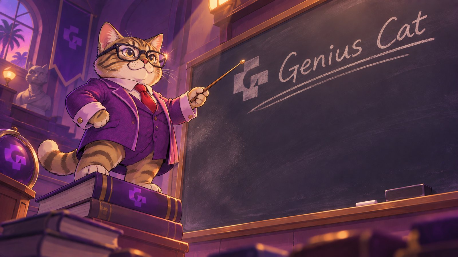 Genius Cat at the chalkboard